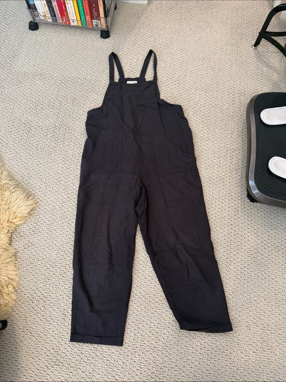 Universal Thread Black Women's Linen-Blend Overalls
